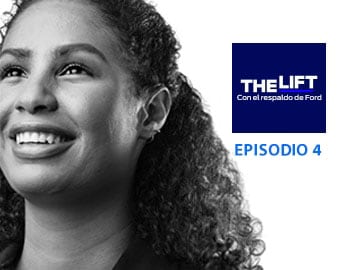 Episodio N.º 4 de The Lift Powered by Ford con una mujer sonriente.