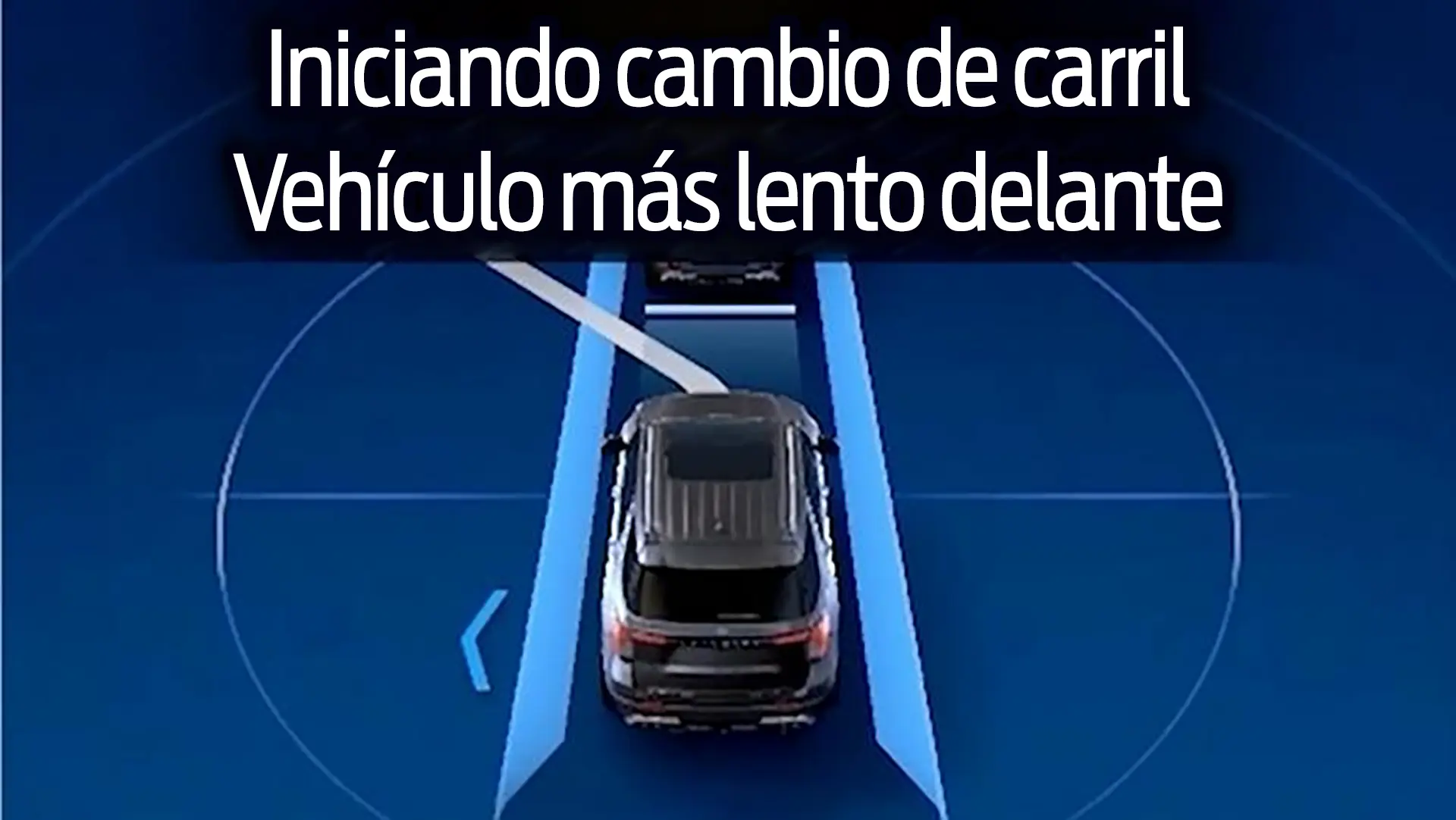 El ícono "Cambiando Carril" que se muestra cuándo BlueCruise está por hacer un cambio de carril automático