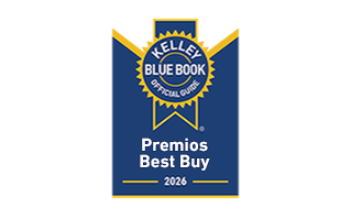 Logo del Premio Best Buy de Kelley Blue Book con detalles amarillos en un fondo azul