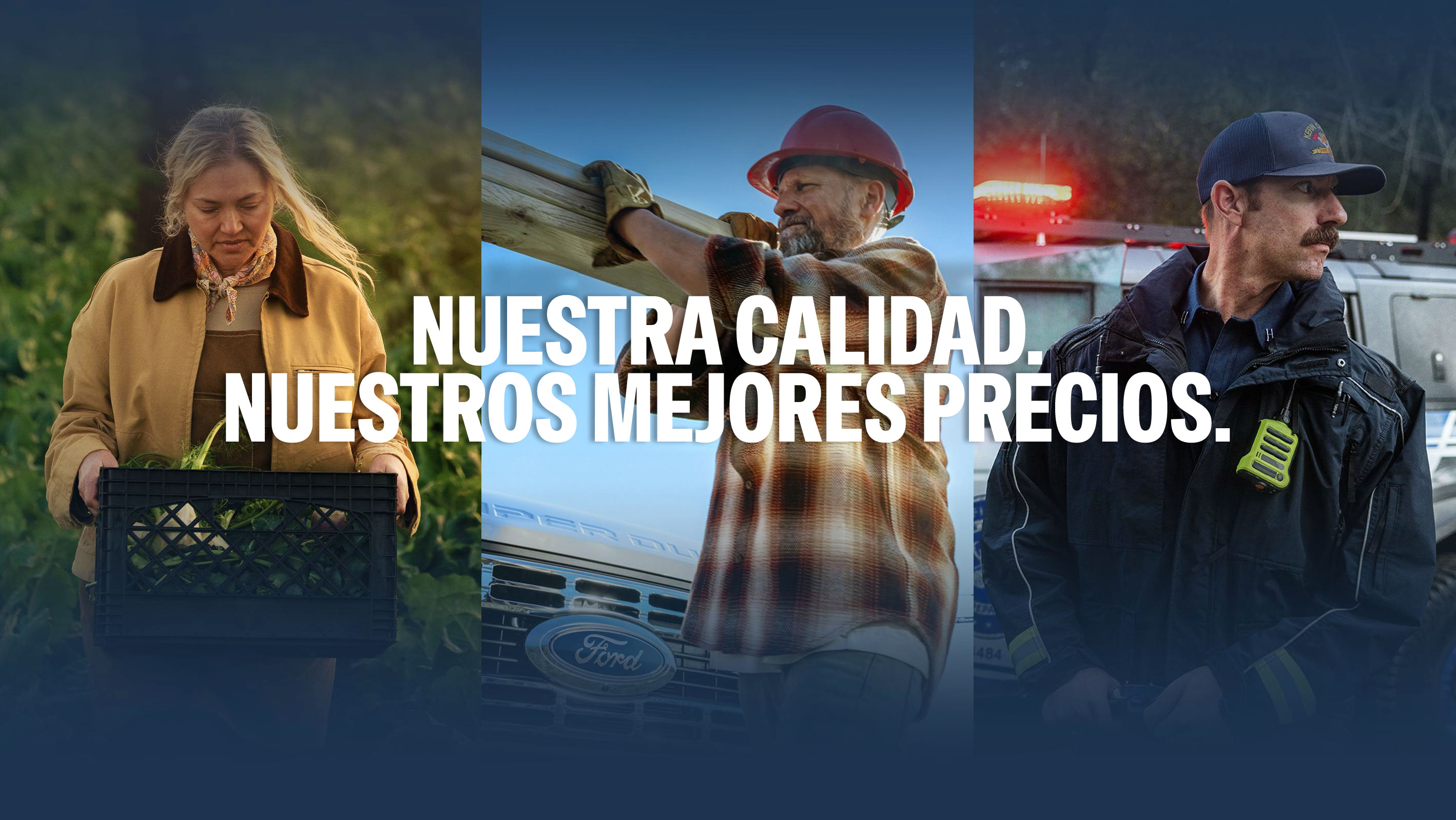 Tres escenas diferentes de personas trabajando various jobs