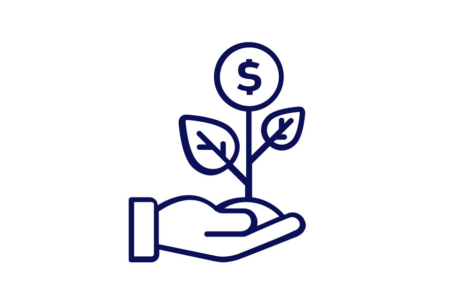 Ícono de dinero que crece