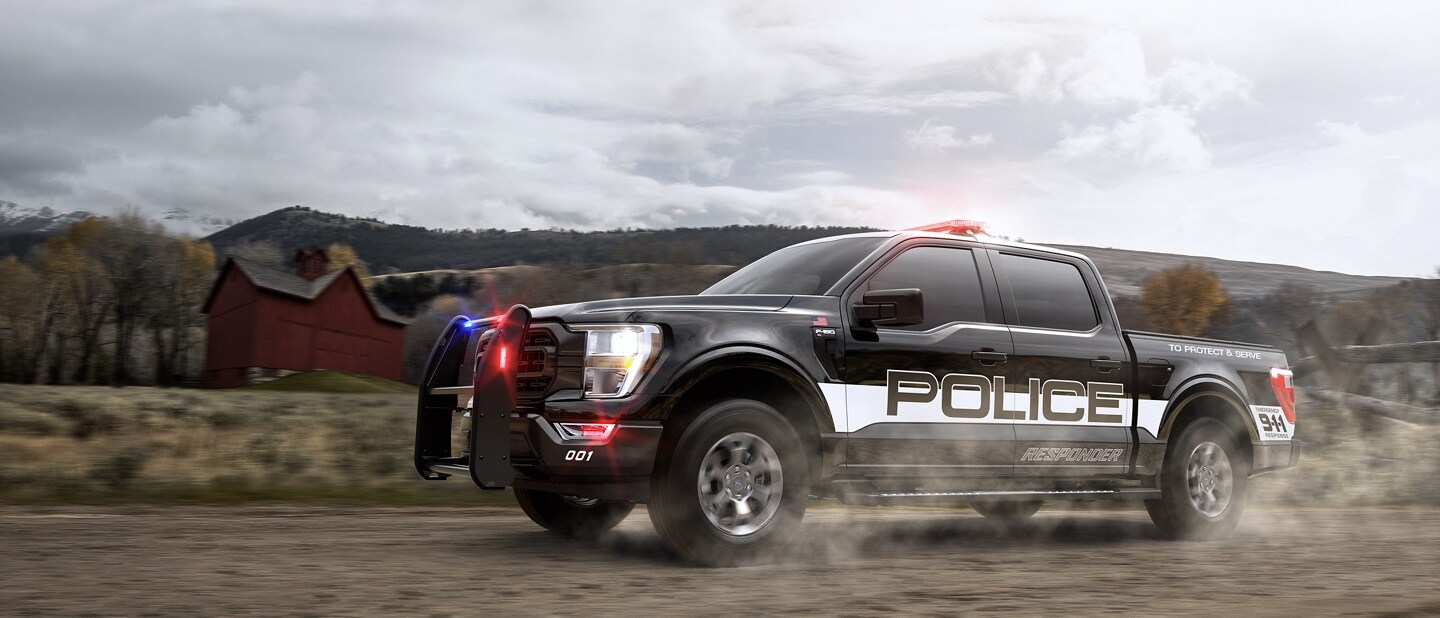 The 2021 Ford F-150 Police Responder® being driven along a country road