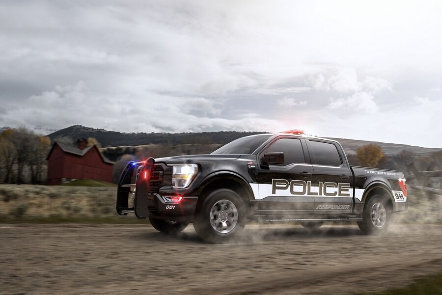 The 2021 Ford F-150 Police Responder® being driven along a country road