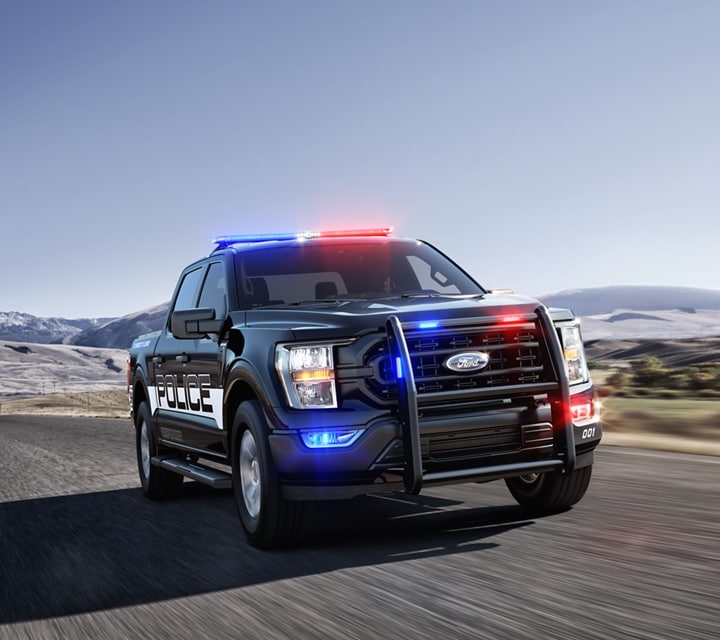 The 2021 Ford F-150 Police Responder® on a rural highway