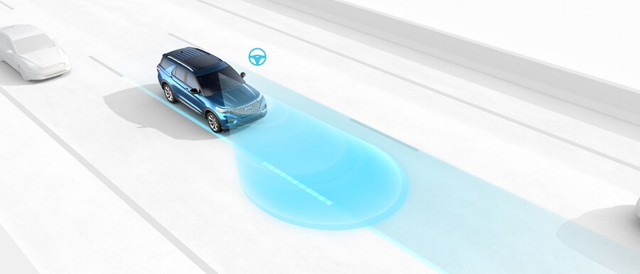 El gráfico de una SUV Ford Explorer® 2023 muestra el Sistema para Mantenerse en el Carril