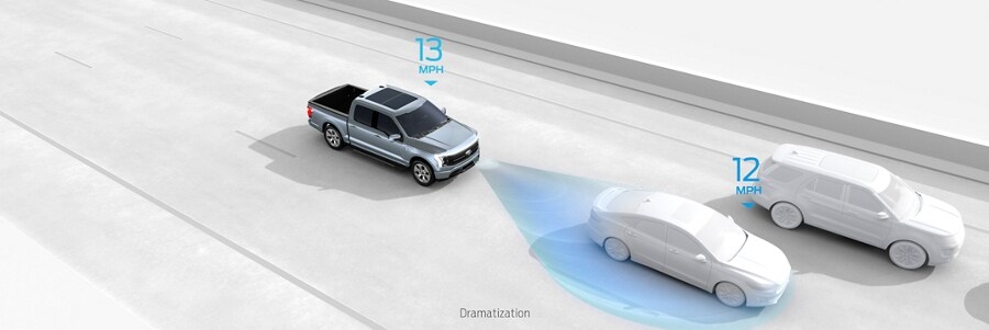 Una Ford F-150 Lightning® 2023 muestra cómo funciona el control de velocidad avanzado